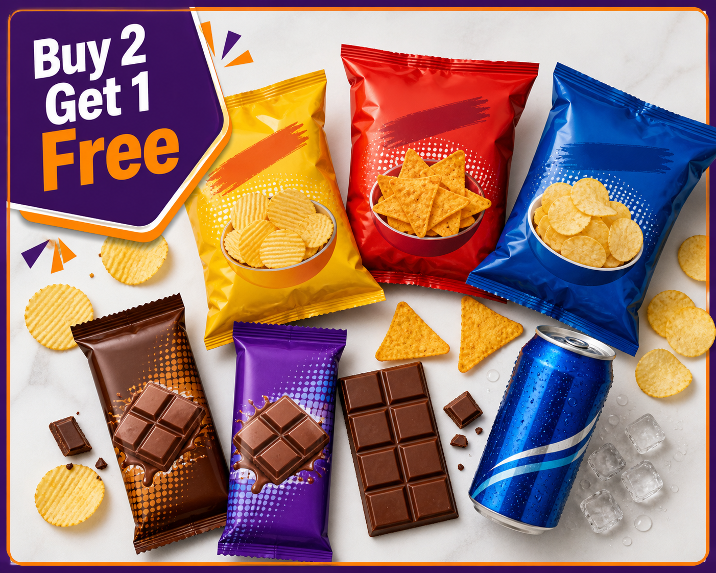 Buy 2 Get 1 Free Snacks